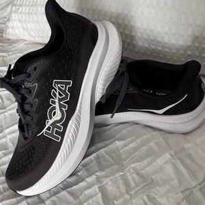 Hoka Black and White Athletic Sneakers. Worn for 2 hours in my house.